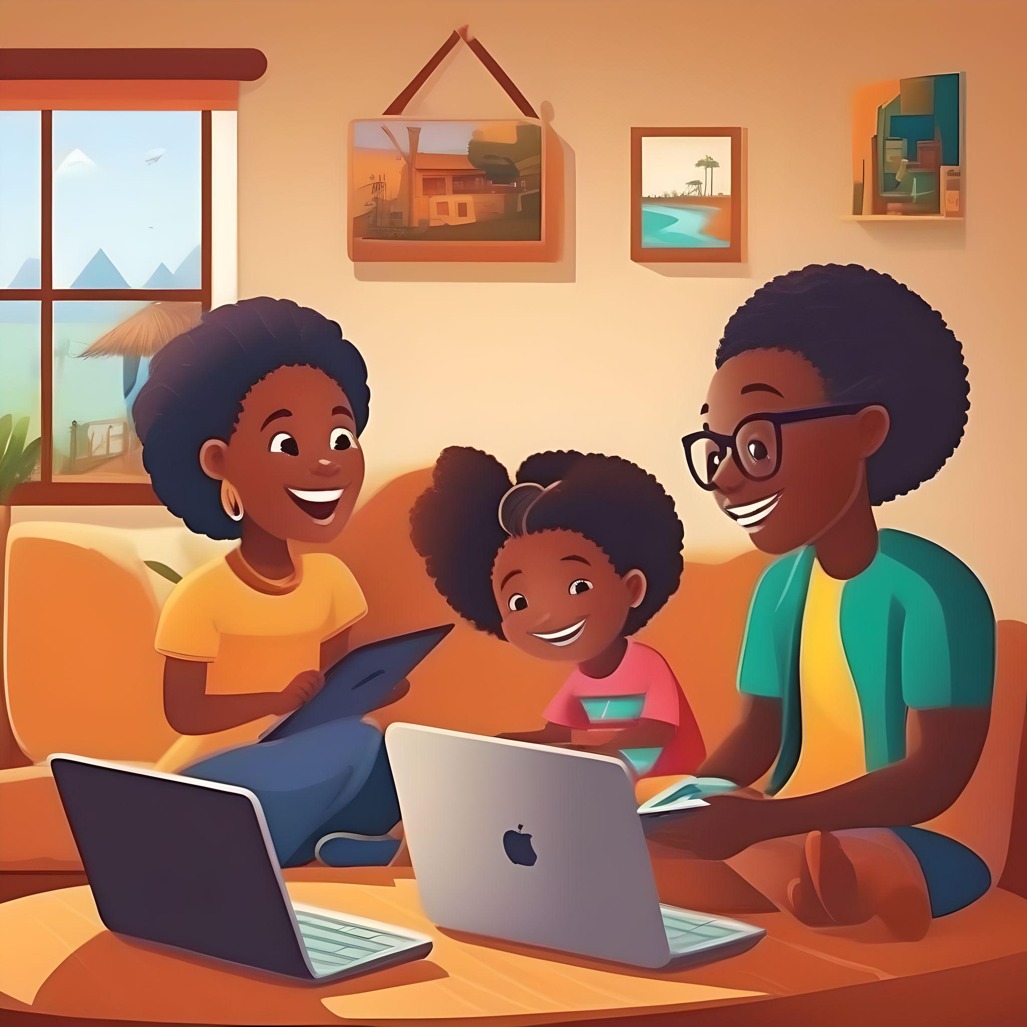 Happy connected family